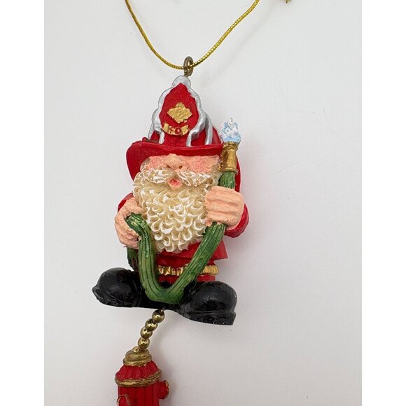 Vintage Firefighter Santa Claus Christmas Tree Ornament Dalmatian Fire Hydrant - Picture 6 of 7